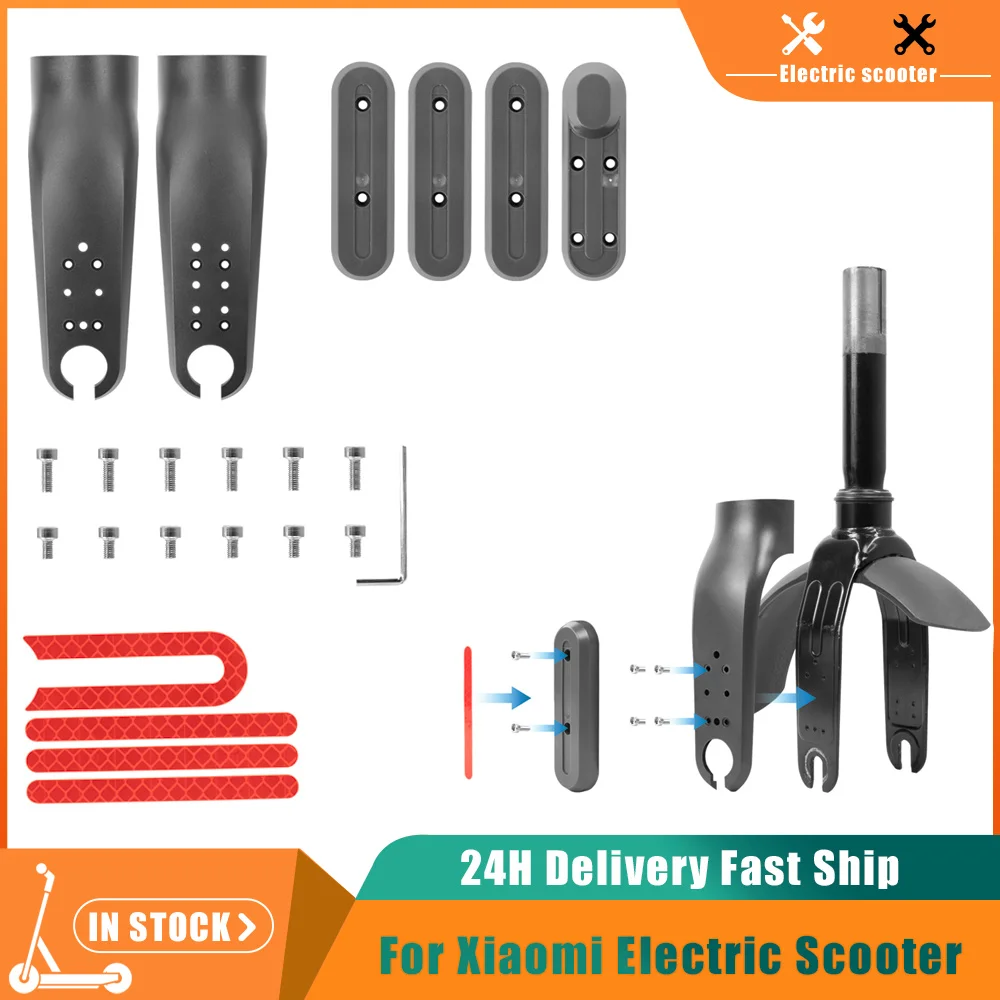1set Gabel Abdeckung Mit Rad Abdeckung Nabe Kappe Schutzhüllen für Xiaomi M365 Elektrische Roller Reflektierende Aufkleber Gabel teile Image