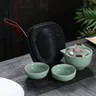 Tragbare Ge Ofen Keramik Reise Tee-Set 1 Teekanne 2 Teetasse Auto Montiert Tee Set Gaiwan Tassen und