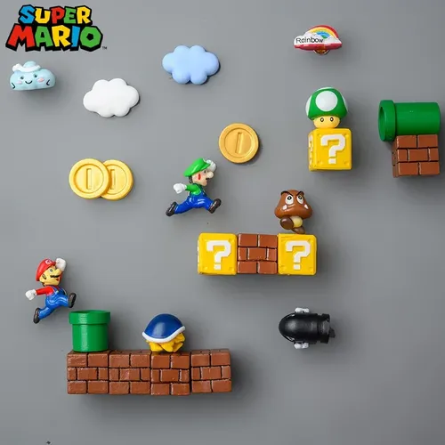 Super Mario Kühlschrank Magnet Mario Luigi Goomba Ziegel PVC Magnet Adsorption Puppe Kawaii