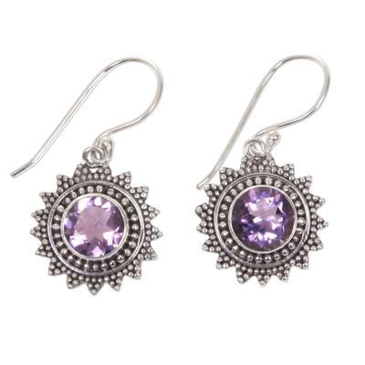 Purple Sunshine,'Hand Crafted Amethyst and Sterling Silver Dangle Earrings'