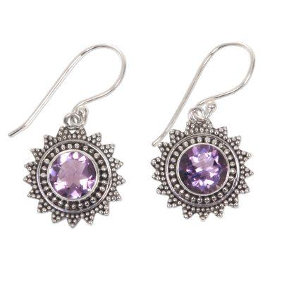 Purple Sunshine,'Hand Crafted Amethyst and Sterling Silver Dangle Earrings'