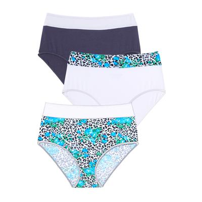 Plus Size Women's Full Coverage Stretch Cotton Color Block Brief 3-Pack by Comfort Choice in Navy Assorted (Size 10) Underwear