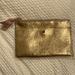 J. Crew Bags | J. Crew 100% Leather Pouch Clutch Bag. Metallic Gold Finish. Zipper & Snap Pkt | Color: Gold | Size: Os