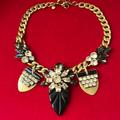 J. Crew Jewelry | J Crew Art Deco Black And Gold Statement Necklace With Rhinestones | Color: Black/Gold | Size: Os