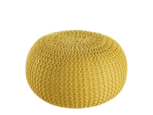 Amagohome PREMIUM Sitzhocker Pouf ø 45cm Strickpouf Indoor u. Outdoor - pflegeleicht & nachhaltig : gelb - freesia Image