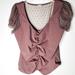 Free People Tops | Free People Intimately Yours Ruched Rose Top With Mesh Lace Sleeves And Back L | Color: Pink/Purple | Size: L