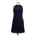 Laundry by Shelli Segal Cocktail Dress - A-Line Mock Sleeveless: Blue Print Dresses - Women's Size 8