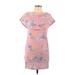 Jonathan Martin Casual Dress - Mini Crew Neck Short sleeves: Pink Floral Dresses - New - Women's Size Medium