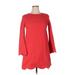 Tara Jarmon Casual Dress - Mini Crew Neck Long sleeves: Red Print Dresses - Women's Size 3X
