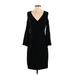 INC International Concepts Casual Dress - Sheath V-Neck 3/4 sleeves: Black Print Dresses - Women's Size Small
