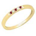 Dazzlingrock Collection Round Gemstone & White Diamond 5 Stone Anniversary Wedding Band for Women (White Diamond: Color I-J, Clarity I1-I2) in 14K Yellow Gold, Ruby White Diamond Rose Gold, round-ruby