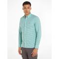 Karohemd TOMMY HILFIGER "FLEX TEXTURED GINGHAM SF SHIRT" Gr. L, N-Gr, grün (green, white) Herren Hemden Kurzarm