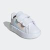 Klettschuh ADIDAS SPORTSWEAR "GRAND COURT 2.0 KIDS", Gr. 27, weiß (cloud weiß, iridescent, grau two), Synthetik, sportlich, Schuhe, Design auf den Spuren des adidas Superstar, für Kinder