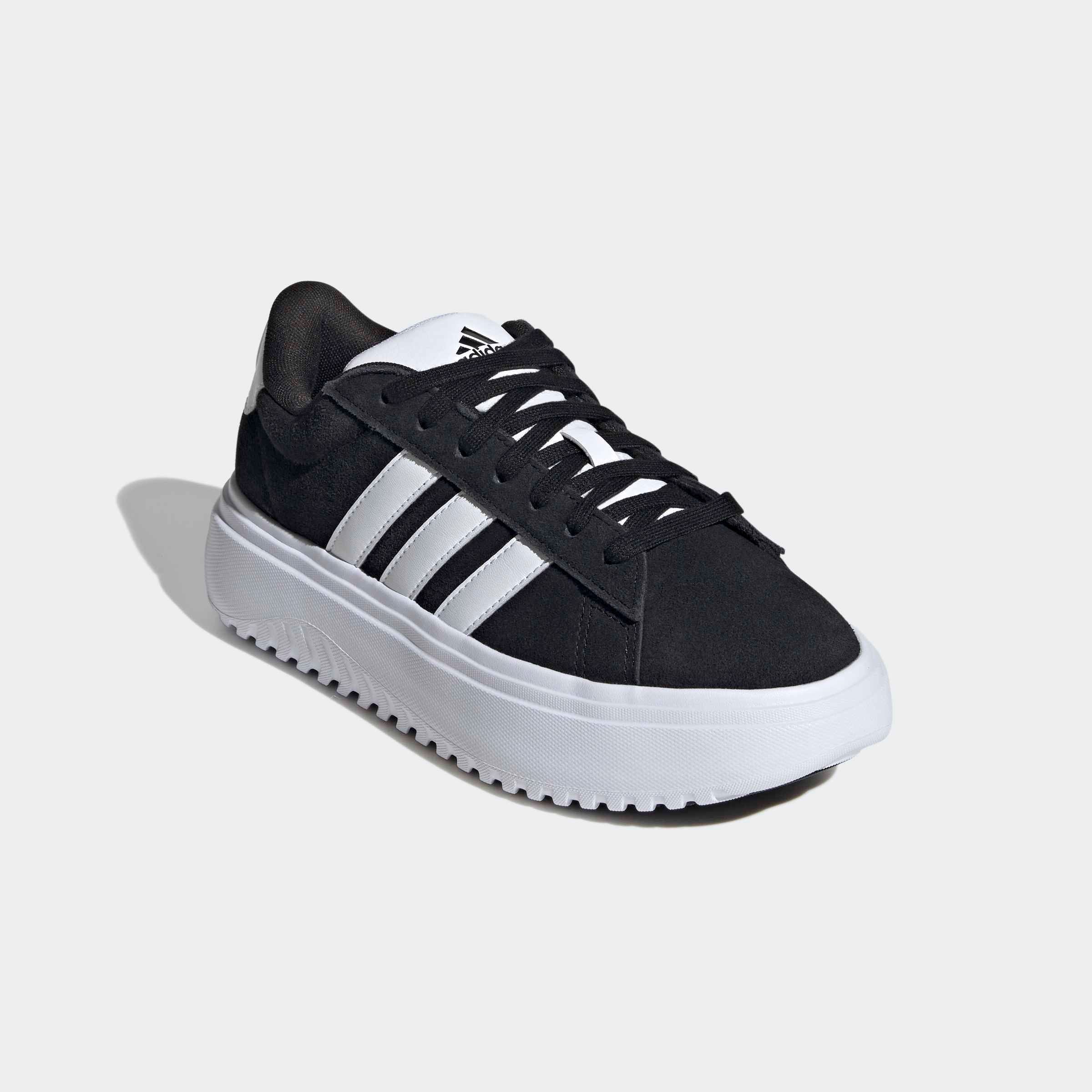 Sneaker ADIDAS SPORTSWEAR "GRAND COURT PLATFORM", Damen, Gr. 40, schwarz-weiß (core schwarz, cloud weiß, core schwarz), Leder, Synthetik, Schuhe Sneaker, Design auf den Spuren des adidas Superstar