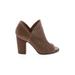 Lucky Brand Ankle Boots: Slip-on Chunky Heel Boho Chic Tan Print Shoes - Women's Size 6 - Peep Toe