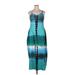 Shein Casual Dress - Midi Scoop Neck Sleeveless: Teal Tie-dye Dresses - Women's Size 0X