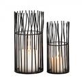 Amagohome Kerzenhalter mit Glaszylinder Set 2-teilig Windlicht Metall Kerzenständer Blockkerzen o.Teelichter : schwarz matt