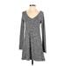 Express Casual Dress - Fit & Flare: Gray Marled Dresses - Women's Size Small