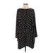 Casual Dress - Mini High Neck 3/4 sleeves: Black Polka Dots Dresses - Women's Size Medium