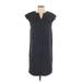 Talbots Casual Dress - Shift V-Neck Short sleeves: Gray Print Dresses - Women's Size 4 Petite