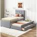 GZMWON Upholstered Platform Bed Frame w/ Headboard w/ Pull-Out Trundle & 3 Drawers Upholstered in Gray | 56.36 H x 80.86 W x 80.61 D in | Wayfair