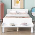 GZMWON Bed w/ Footboard Bench Wood in White | 93.71 H x 57.11 W x 23.61 D in | Wayfair NIUNIUW50489984