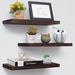 Millwood Pines Aubrette 3 Piece Solid Wood Wall Mounted Shelves Floating Shelf Wood in Brown | 1 H x 17 W x 6.7 D in | Wayfair