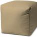 Latitude Run® 17" Cool Neutral Ivory Solid Color Indoor Outdoor Pouf Ottoman Polyester in Yellow | 17 H x 17 W x 17 D in | Wayfair