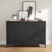 17 Stories Tyriese 6 - Drawer Dresser Wood/Metal in Black/Brown | 31.5 H x 46.7 W x 15.7 D in | Wayfair FEAE71F3CDEE4DADBFF1259D82E39E8A