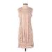 Suzanne Betro Casual Dress - Mini Crew Neck Sleeveless: Tan Solid Dresses - Women's Size Small