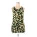 Logo Layers Casual Dress - Mini Scoop Neck Sleeveless: Green Print Dresses - Women's Size X-Large