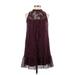 Xhilaration Casual Dress - Party Mock Sleeveless: Burgundy Solid Dresses - Women's Size X-Small