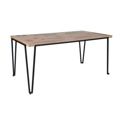 Table indus rectangulaire en bois recyclé et pied métal L160