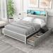 Full Size Metal Platform Bed with 4 Drawers and USB Ports, LED Headboard Storage Bed