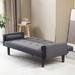 Futon Sofa Bed Convertible Couch Bed Armrests Modern Linen Sofa Bed Folding Recliner Futon Couch Sleeper Set with Solid Wood leg