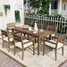 Acacia Wood Dining Table Set w/ Table & 6 Chairs for Outdoor Patio