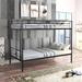 Industrial Modern Twin over Twin Bunk Bed with Sturdy Metal, Safety Guardrail and 2 Side Ladders, Noise Reduced, Black