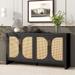 TV Stand,Entertainment Centers for 65-inch TV with Rattan Doors, Adjustable Shelves