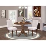 East West Furniture Dining Set Contains a Round Kitchen Table and Chairs, Antique Walnut (Pieces Options)