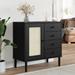 vidaXL Sideboard Storage Cupboard Furniture SENJA Rattan Look Solid Wood Pine - 31.5" x 15.7" x 31.5"
