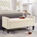 Upholstered Tufted Storage Rectangular Bench with Armrests and Entryway Bench with Nails Trim,Black