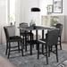 Square Marble 5 Piece Dining Table Set w/PU Leather Side Chair & Shelf