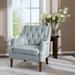 Modern Accent Chair Armchair Blue Tufted Armchair with Vintage Brass Studs Upholstered Chair for Living Room