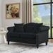 57" Chesterfield Sofa Black Velvet, 2 Seater Sofa Tufted Couch with Rolled Arms and Nailhead for Living Room