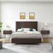 2-Pieces Bedroom Sets with Upholstered Platform Bed and 1 Nightstands