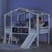 Twin Low Loft Bed w/ Slide and Ladder, Wood Playhouse Twin Bed, White