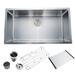 CB HOME 32'' Undermount Kitchen Sink,Drop in Single Bowl Stainless Steel Sink with Basket Strainer&Bottom Grid&Roll Up Dish Rack