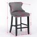 Modern Velvet Wing-Back Barstools with Nailhead Trim, Button Tufted Bar Stools Kitchen Lounge Dining Chair Armless Stools