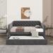 Twin Size Upholstered Daybed with Trundle and USB Charging Design, Velvet Upholstered Daybed Frame