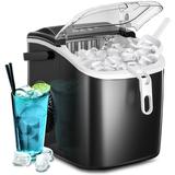 Ice Makers Countertop, Portable Machine with Handle,Self-Cleaning Ice Maker, 9 Ice Cubes Ready in 8 Mins for Home/Office/Kitchen